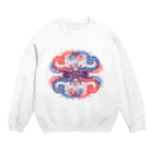 774／nanashiの酒の守護龍　赤青 Crew Neck Sweatshirt