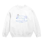 白猫こっちゃんのお店ののびのび白ねこ(ブルー) Crew Neck Sweatshirt