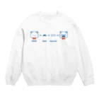 チョッちゃんのネコ+ヒゲ+メガネ Crew Neck Sweatshirt