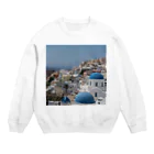 旅好きアルパカの【世界一周旅】ギリシャ　サントリーニ島の景色 Crew Neck Sweatshirt