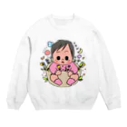 panda_no_kodomoの箱入り娘と花 Crew Neck Sweatshirt