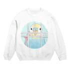 まめるりはことりの可愛いのぞき見セキセイインコちゃん【まめるりはことり】 Crew Neck Sweatshirt