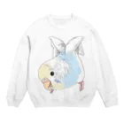 まめるりはことりのご機嫌羽セキセイインコちゃん【まめるりはことり】 Crew Neck Sweatshirt