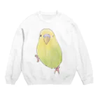 まめるりはことりのウィンクするセキセイインコちゃん【まめるりはことり】 Crew Neck Sweatshirt