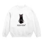 nya nya*のバックショットねこ(アンダーロゴ黒) Crew Neck Sweatshirt