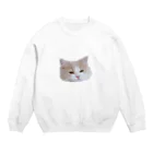 キャラメル色のメルちゃんのお昼寝ネコチャン_顔だけ_うとうとバージョン Crew Neck Sweatshirt