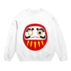 すずめのいろの【縁起物】だるま片目　赤 Crew Neck Sweatshirt