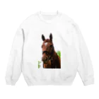 Teatime ティータイムの牧場 乗馬 馬術の馬 Crew Neck Sweatshirt