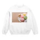 蓮花な日々 猫とお花たちのマカロンいっぱい Crew Neck Sweatshirt