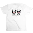 キッズサイズ　わんぱくぽめる堂のバックプリント　キッズサイズ　TWIN PANDAS 一緒のスイカ スタンダードTシャツの裏面