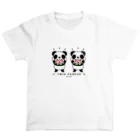 キッズサイズ　わんぱくぽめる堂のキッズサイズ  TWIN PANDAS 一緒のスイカ Regular Fit T-Shirt