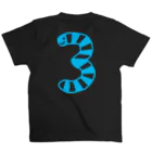 poronporon-死ぬまで人生を楽しむのチンアナゴ数字Tシャツ「3」水色 Regular Fit T-Shirtの裏面