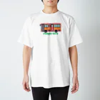 のりものドット絵Tシャツの路線バス（コーラル） スタンダードTシャツ