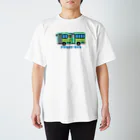 のりものドット絵Tシャツの路線バス（グリーン） Regular Fit T-Shirt