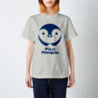 どいまさとしのロゴ子ども向けT　青ペンギン スタンダードTシャツ