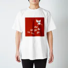 たなかのべりのくつしたねこ（赤） スタンダードTシャツ