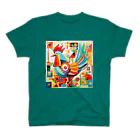 太陽の光に包まれて　Wrapped in Sunlightのモダン鶏アート　Modern Chicken Art スタンダードTシャツ