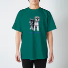 Atelier-Queueのミニチュアシュナウザー・カップル Regular Fit T-Shirt