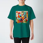 太陽の光に包まれて　Wrapped in Sunlightのモダン鶏アート　Modern Chicken Art スタンダードTシャツ