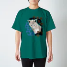 ねこじゃらしの水玉と猫 -polka dots and cat-（青茶） スタンダードTシャツ