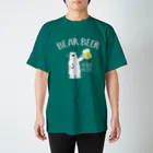 ワカボンドのシロクマさんとカンパイビール_濃色生地 スタンダードTシャツ