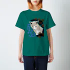 ねこじゃらしの水玉と猫 -polka dots and cat-（青茶） スタンダードTシャツ