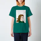 らくがき屋の吹かれる少女(深緑) Regular Fit T-Shirt