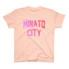 JIMOTO Wear Local Japanの港区 MINATO CITY ロゴピンク Regular Fit T-Shirt