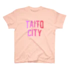 JIMOTO Wear Local Japanの台東区 TAITO TOWN ロゴピンク スタンダードTシャツ