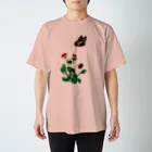 Saza-nami Antique designの花と蝶 Regular Fit T-Shirt