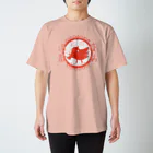 “すずめのおみせ” SUZURI店のヨゲンノトリ（まかせろ！日本の災はボクらが払う♪）「朱ver.」 Regular Fit T-Shirt