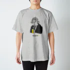 ビールとアート TM-3 Designの偉人 × BEER（ベートーベン）黒線画 スタンダードTシャツ