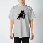 イケニャン黒猫オレオくんのソファ黒猫 修正版 スタンダードTシャツ