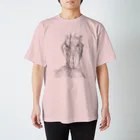 森図鑑の[森図鑑] ハシビロコウの顔 鉛筆画 Regular Fit T-Shirt