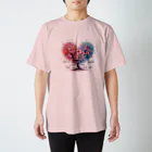 Chika-Tataのサクラとハート Regular Fit T-Shirt