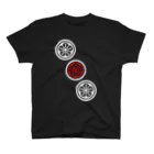 麻雀ロゴTシャツショップ 雀喰 -JUNK-の麻雀牌 3筒 サンピン ＜筒子>白赤ロゴ スタンダードTシャツ