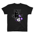 loveclonesのLAZY DAY SLOOPY GIRL 0574 ブラックフーディー女子 エロポップ ロゴ スタンダードTシャツ