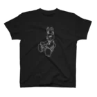 ユウサミイTシャツ店のうさぎ星人（白線画）小さめプリント（黒ほか濃色布地前１７色 Regular Fit T-Shirt