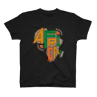 AFRICAN DANCE&DRUM tRibESのサバンナキッズ3　黒地Tシャツ用"AFRICA!" by QOTAROO　 スタンダードTシャツ