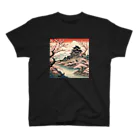 日本の風景 COOL JAPANの日本の風景、桜咲くお城　 スタンダードTシャツ