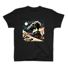 日本の風景 COOL JAPANの日本の風景:月夜のSL 蒸気機関車、Japanese senery: SL steam locomotive on a moonlit night Regular Fit T-Shirt