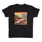 日本の風景 COOL JAPANの日本の風景:田園地帯を駆け抜ける新幹線、Japanese scenery: Shinkansen running through the countryside Regular Fit T-Shirt