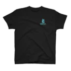 人魚堂の人魚堂(NINGYODO)ロゴ入りＴシャツ(マーク＆文字ロゴ水色) T-shirt with NINGYODO logo (mark & text logo light blue) Regular Fit T-Shirt