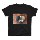 ネコまにあ 【12匹の猫➕うずら】の＠suzukotegin   そうすけ&はな ハート スタンダードTシャツ