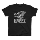 nidan-illustrationのhappy dog (white ink) Regular Fit T-Shirt