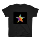 綺麗何学模様の虹×スター×虹（ブラック） スタンダードTシャツ