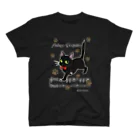 くろねこ倶楽部のねこがふんじゃった白音符濃色地 スタンダードTシャツ