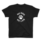 アトリエかののNO DOG NO LIFE 肉球　白抜き スタンダードTシャツ