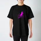 MadRabbit-まどらび-のヤモリのシルエットピンクsplash Regular Fit T-Shirt