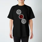 麻雀ロゴTシャツショップ 雀喰 -JUNK-の麻雀牌 3筒 サンピン ＜筒子>白赤ロゴ Regular Fit T-Shirt